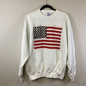 Vtg Put In Bay Sweatshirt Unisex XL Crewneck Nautical OHIO White American Flag